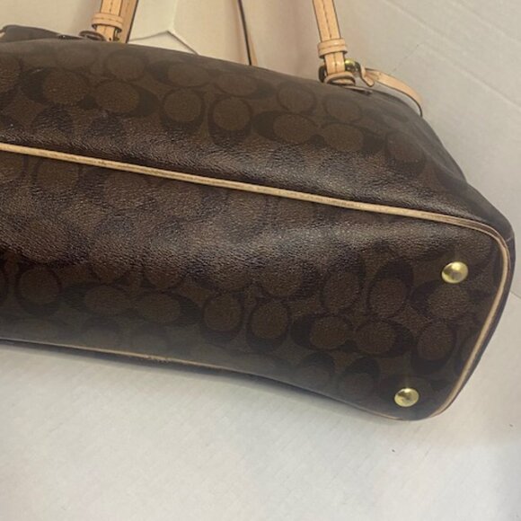 Coach Signature Peyton Double Zip Carryall Shoulder Bag - Picture 7 of 8